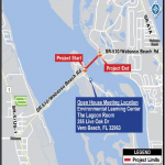 Map of project area depicting location of bridge and in-person open house event. 