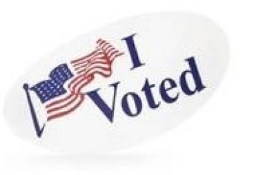 I voted election sticker with American flag.