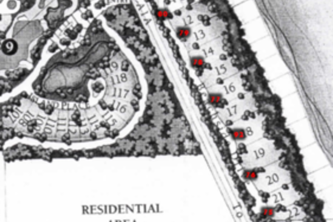 Map of Orchid east of Highway A1A depicting locations of streetlights by number