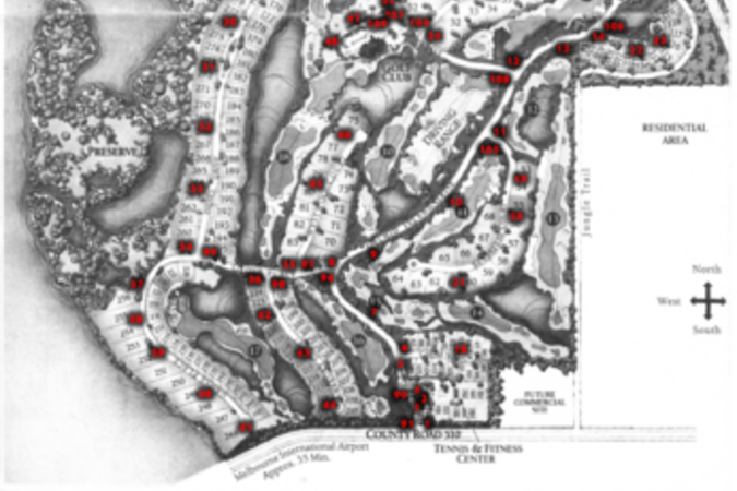 Map of Orchid west of Highway A1A depicting locations of streetlights by number